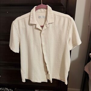 Zara Men's Casual Cream Button Down Shirt
